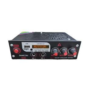 Samcon Hi-FI Stereo Amplifier with Bluetooth, Dual Mic Input, USB, SD Card, FM Radio, Remote Control, in-bullt Speaker, 20W+20W